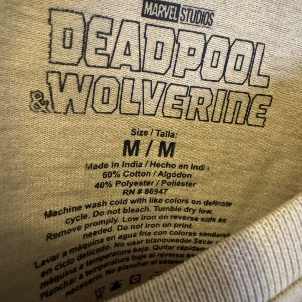 Marvel Tan Short Sleeve Tee with Deadpool Design - Picture 4 of 4